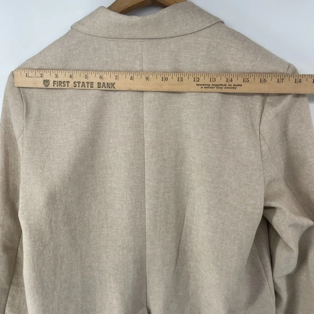 Old Navy Double Breasted‎ Suit Blazer Jacket M Linen Blend Tan NWT Minimalist